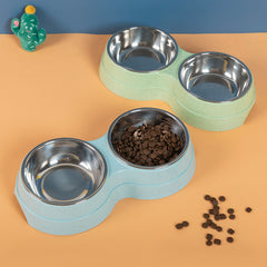 Stainless Steel Double Pet Feeder Bowls - FittyPets