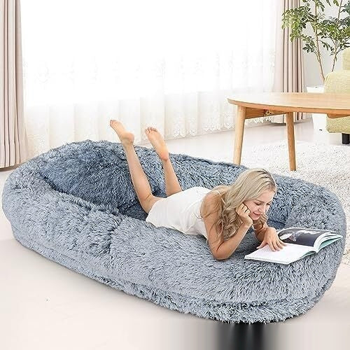 Queen Bed Pet Plush Sofa For Owner And Dog - FittyPets