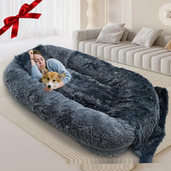 Queen Bed Pet Plush Sofa For Owner And Dog - FittyPets
