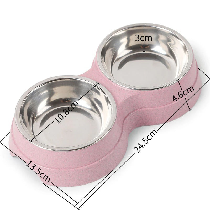 Stainless Steel Double Pet Feeder Bowls - FittyPets