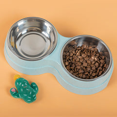 Stainless Steel Double Pet Feeder Bowls - FittyPets