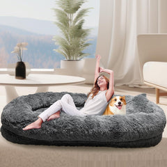 Queen Bed Pet Plush Sofa For Owner And Dog - FittyPets