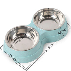 Stainless Steel Double Pet Feeder Bowls - FittyPets