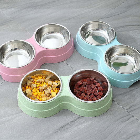 Stainless Steel Double Pet Feeder Bowls - FittyPets