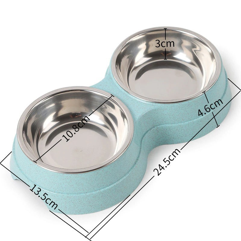 Stainless Steel Double Pet Feeder Bowls - FittyPets