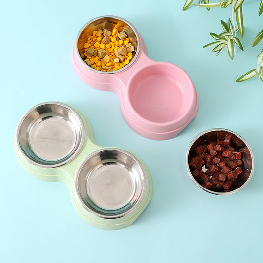 Stainless Steel Double Pet Feeder Bowls - FittyPets